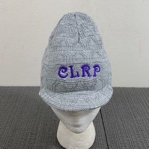 CLRP Beanie Youth OS Ages 14+ Gray Ivory Knit Short Brim Skullcap Hat Lids